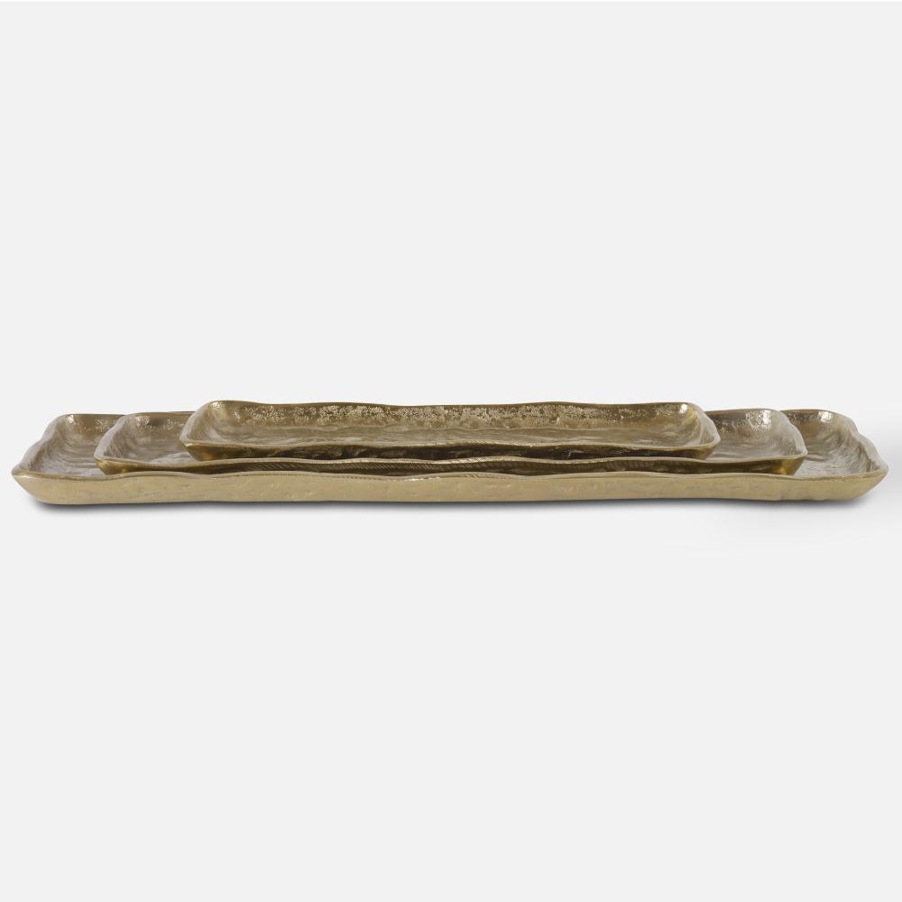 Uttermost Artisan Antique Gold Trays, S/3