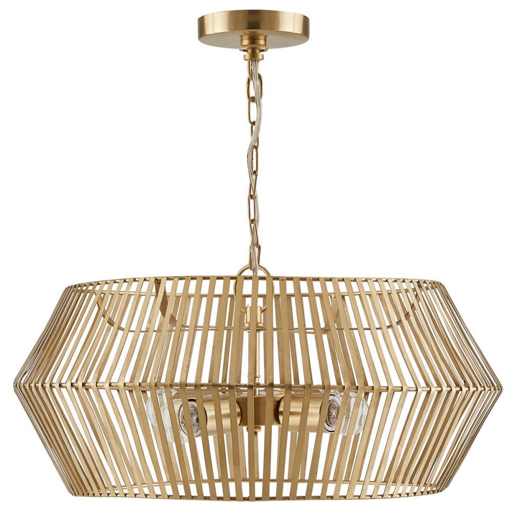 4-Light Metal Drum Pendant in Matte Gold