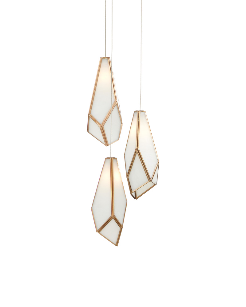 Glace White 3-Light Round Multi-Drop Pendant