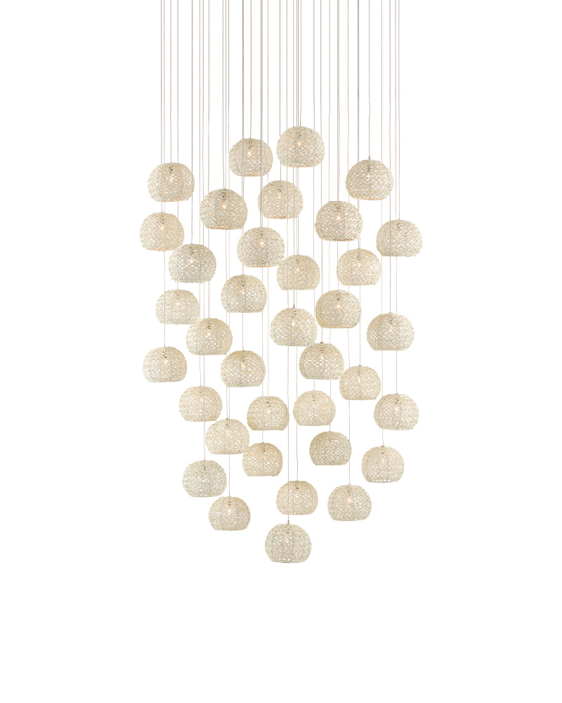 Piero White 36-Light Round Multi-Drop Pendant