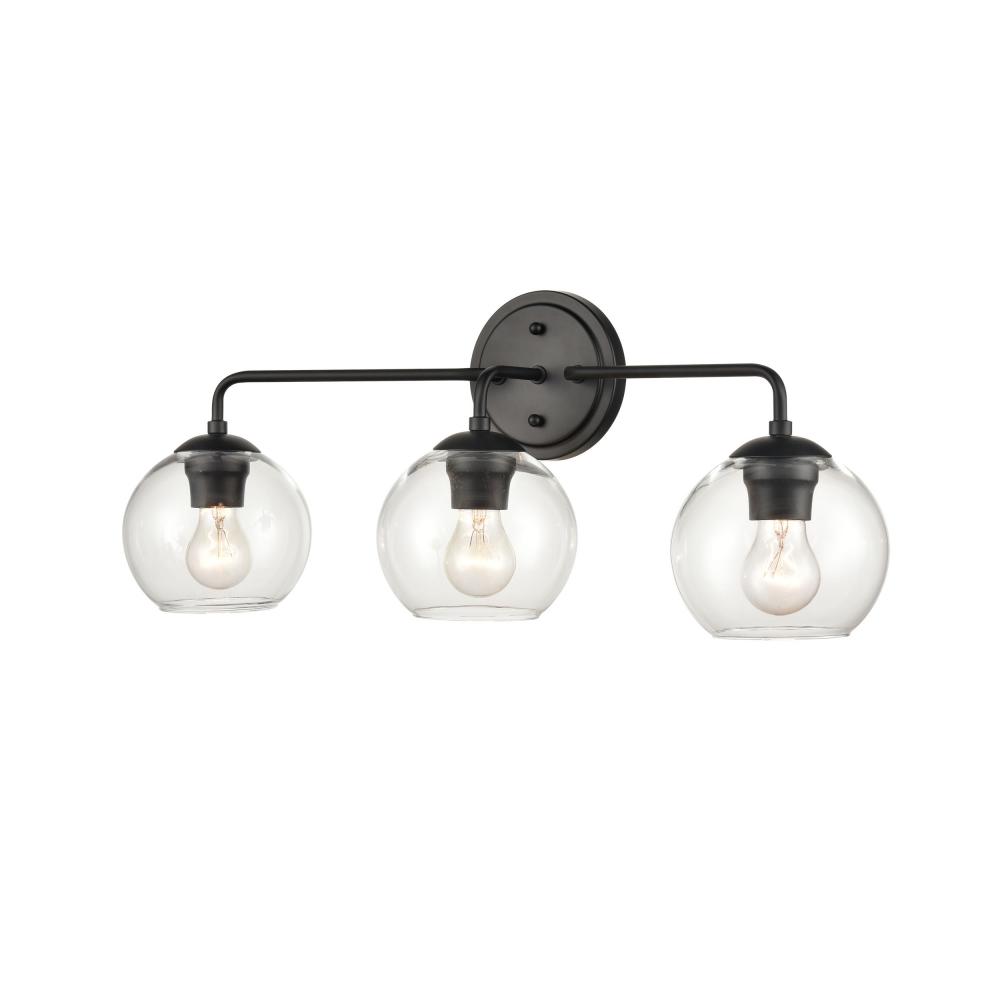 Artemis 3 light vanity, black, round clear