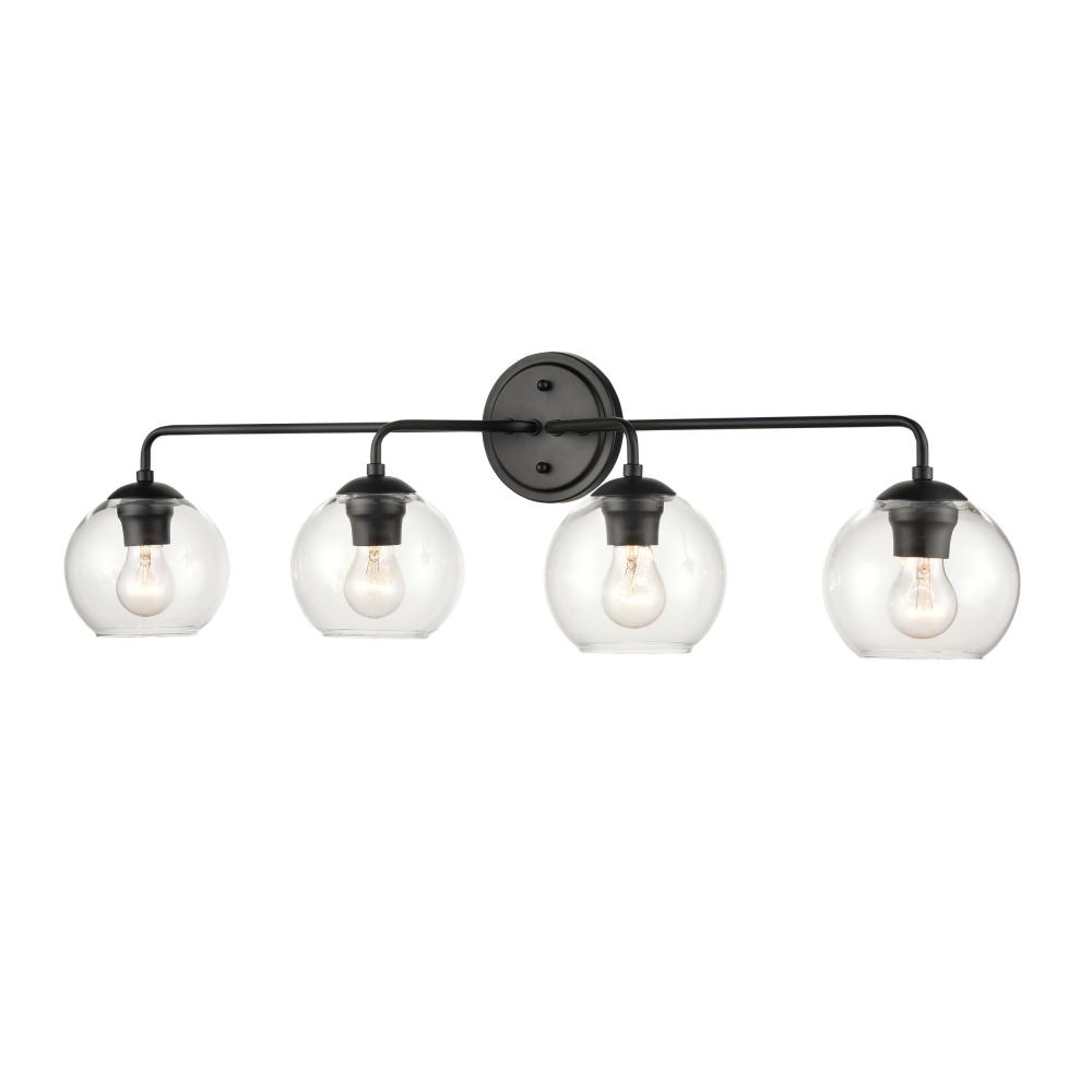 Artemis 4 light vanity, black, round clear